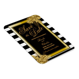 Magnet Flexible Art Déco Gold Roses & Stripes Enregistrer La Carte