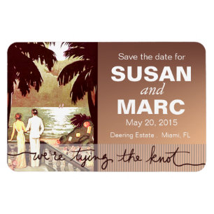 Magnet Flexible Art Déco Vintage Beach enregistrer la date flex
