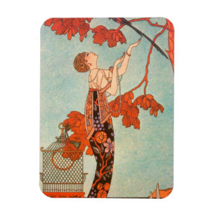 Magnet Flexible Art Déco vintage, Oiseau de Flighty par George Bar