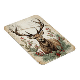 Magnet Flexible Art découpage de cerfs de Noël vintage
