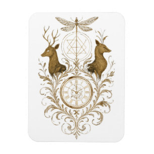 Magnet Flexible Art esthétique vintage cerf et libellule en or sal