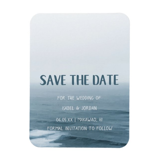 Magnet Flexible Art minimaliste Waves Beach Wedding Enregistrer la (Vertical)