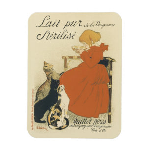 Magnet Flexible Art Nouveau victorien vintage, Fille avec chats au