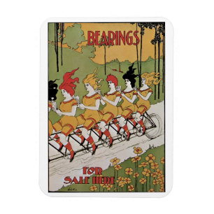 Magnet Flexible Art Nouveau vintage, bicyclette tandem Bearings
