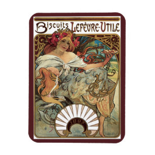 Magnet Flexible Art Nouveau vintage, Biscuits d'Alphonse Mucha