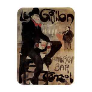 Magnet Flexible Art Nouveau vintage Le Grillon, homme buvant de la