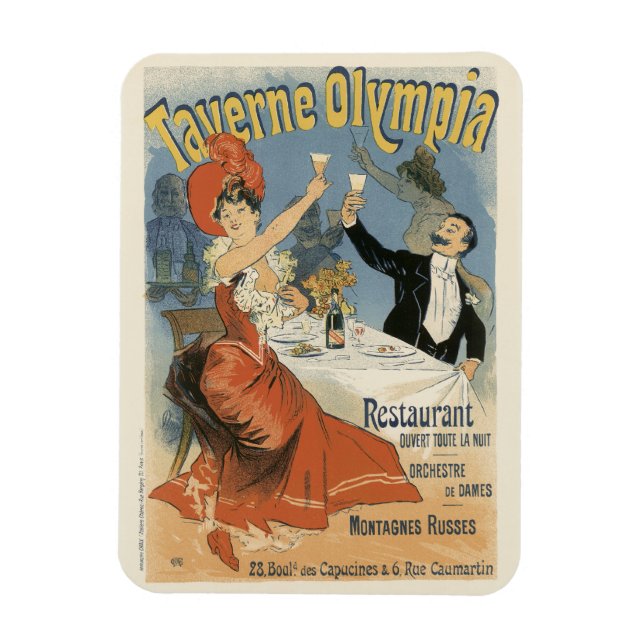 Magnet Flexible Art Nouveau vintage, Taverne Olympia Restaurant (Vertical)