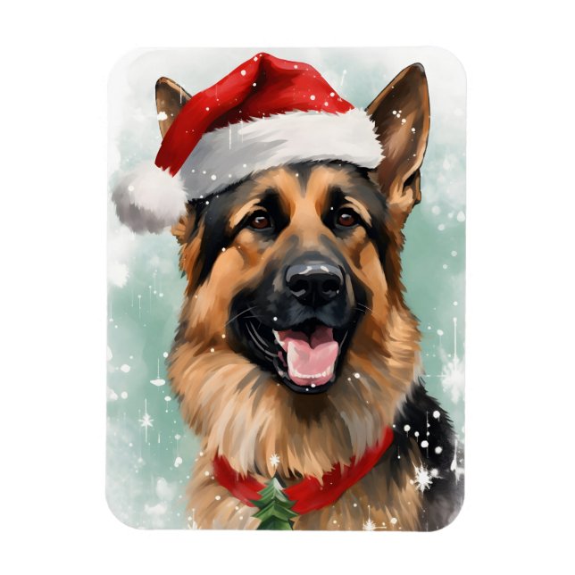 Magnet Flexible Artiste peint de Noël berger allemand (Vertical)