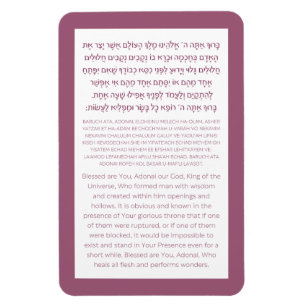 Magnet Flexible Asher Yatzar Hébreu Bénédiction Dusty Rose Poster
