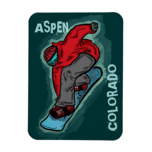 Magnet Flexible Aspen Colorado snowboard rectangle magnétique