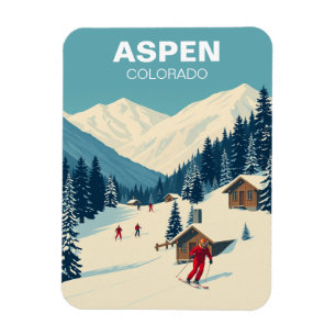 Magnet Flexible Aspen vintage Colorado Voyage de ski