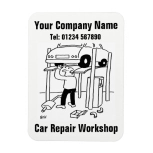 Magnet Flexible Atelier de Réparation Automobile Dessin Animé