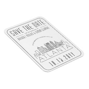 Magnet Flexible Atlanta, Mariage   Skyline stylisée Enregistrer la
