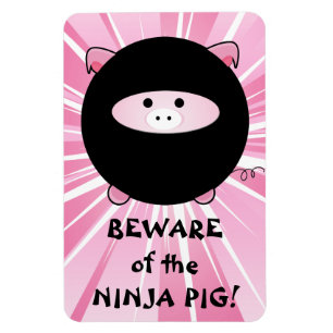 Magnet Flexible Attention au cochon de Ninja rose
