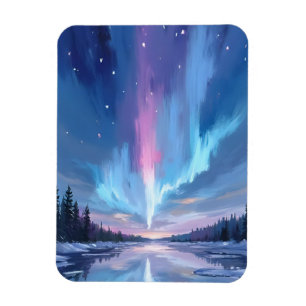 Magnet Flexible Aurore Boréale Aquarelle Peinte Lumières du Nord