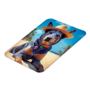 Magnet Flexible Australian Cattle on Beach, cadeau d'été des amour