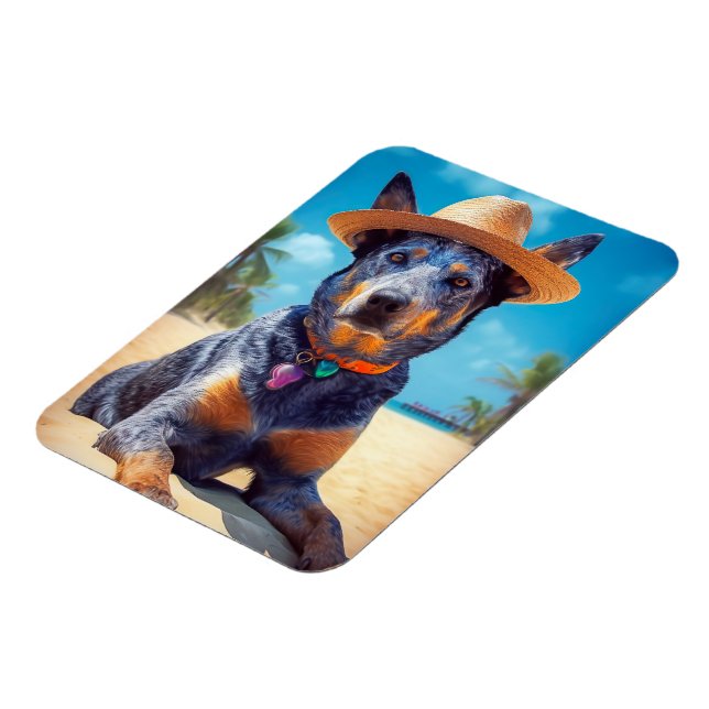 Magnet Flexible Australian Cattle on Beach, cadeau d'été des amour (Côté Gauche)
