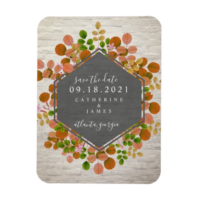 Magnet Flexible Automne Botanique Mariage En Briques Enregistrer L (Vertical)