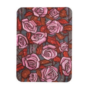 Magnet Flexible Automne Rose Floral Art Rustique Fleurs rose Orang