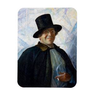 Magnet Flexible Autoportrait en chapeau supérieur et cap par N. C.