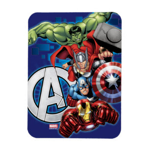 Magnet Flexible Avengers  Groupe et logo haute technologie empilés