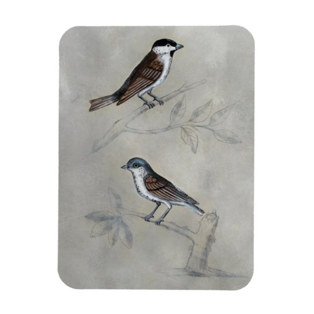 Magnet Flexible Aviaire argenté | Une paire d'oiseaux (Vertical)