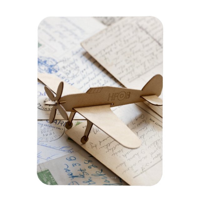 Magnet Flexible Avion de carton sur cartes postales (Vertical)