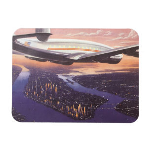 Magnet Flexible Avion vintage au-dessus de Hudson River, New York