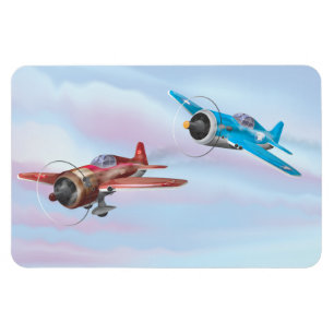 Magnet Flexible Avions à hélices de dessin animé jumelés en vol