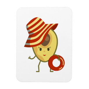 Magnet Flexible Avocado beach girl avec casquette de soleil et ann