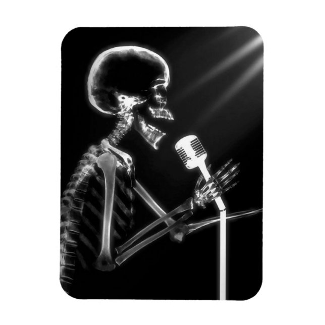 Magnet Flexible B&W X-Ray Vision Skeleton Singing on Mic (Vertical)