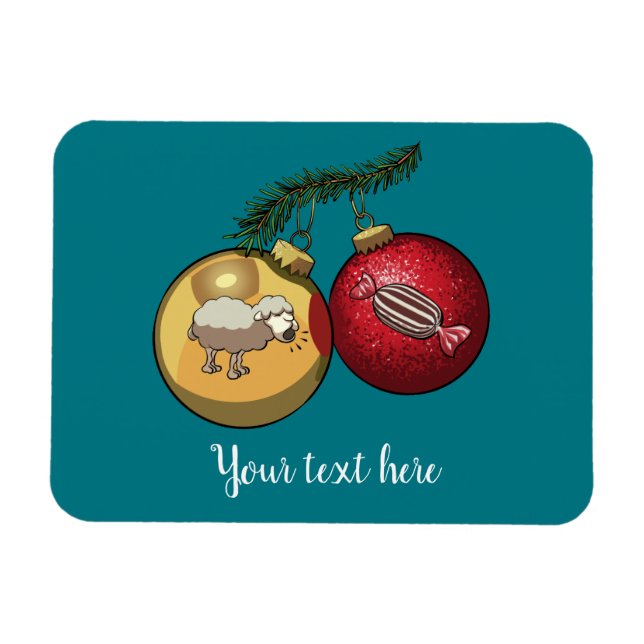 Magnet Flexible Baa Humbug Baubles Moutons de Noël et Carton de bo (Horizontal)
