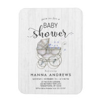 Baby shower Bois blanc & Carriage Boy Invitation