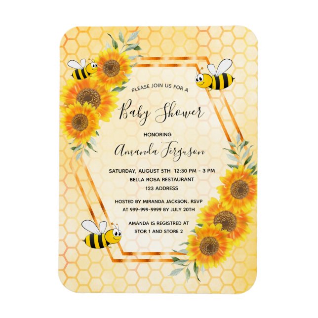 Magnet Flexible Baby shower de tournesol de nid d'abeille (Vertical)