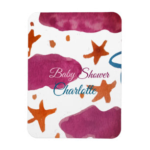 Magnet Flexible Baby shower nuages rose bleu ajouter nom aquarelle
