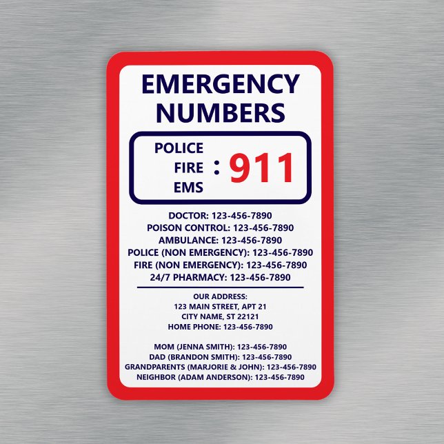 Magnet Flexible Babysitter Emergency Numbers List Contact Info (Babysitter Emergency Numbers List Contact Info Magnet
)