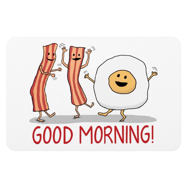 Magnet Flexible Bacon mignon et drôle et oeuf Bonjour (Horizontal)