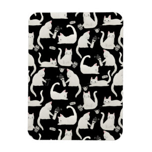 Magnet Flexible Bad Cats Knocking Stuff Over, White Cats on Black