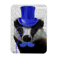 Badger avec chapeau bleu et moustache
