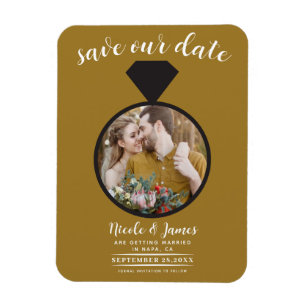 Magnet Flexible Bague de mariage en or rustique Photo Enregistrez 