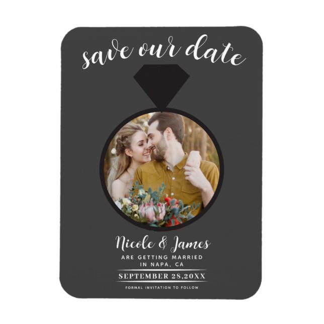 Magnet Flexible Bague de Mariage gris foncé Photo Enregistrer la d (Vertical)