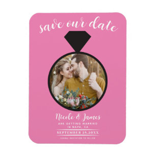 Magnet Flexible Bague de mariage rose bubble gum Photo Enregistrer