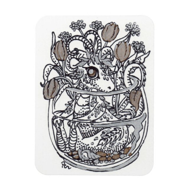 Magnet Flexible Bain Fleur Dragon Bébé (Vertical)
