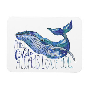 Magnet Flexible Baleine d'aquarelle - d'I de baleine amour