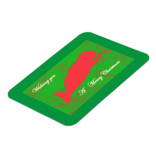 Magnet Flexible baleine rouge sur l'aimant vert de Noël
