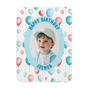 Magnet Flexible Ballons Bleus Bonne photo d'anniversaire