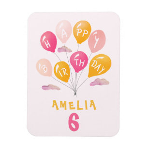 Magnet Flexible Ballons rose mignon Fille Anniversaire