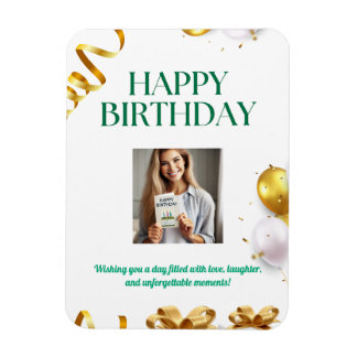 Magnet Flexible Balloons d'or Carte d'anniversaire avec cadeaux et