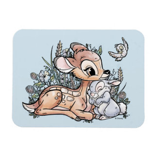 Magnet Flexible Bambi & Thumper Assis Dans Les Fleurs