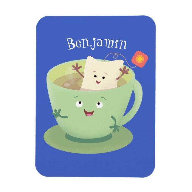 Magnet Flexible Bande dessinée de la tasse de thé mignonne humour  (Vertical)